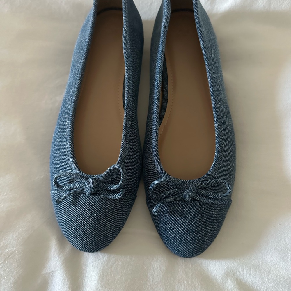 H&M Blue Denim Flats with Bow
